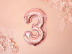 Picture of FOIL BALLOON NUMBER 3 ROSE GOLD 16 INCH
